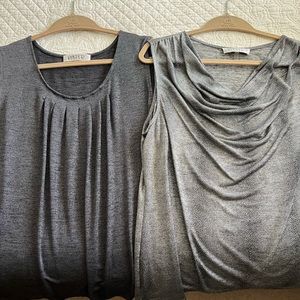 Kasper sleeveless tops, size XL. Both have a shimmering material.
